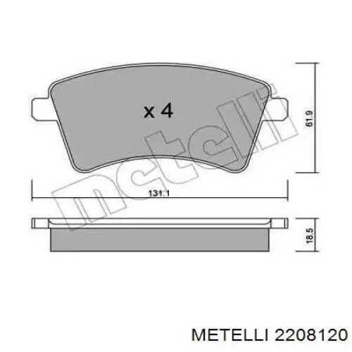 Колодки гальмівні передні, дискові 2208120 Metelli