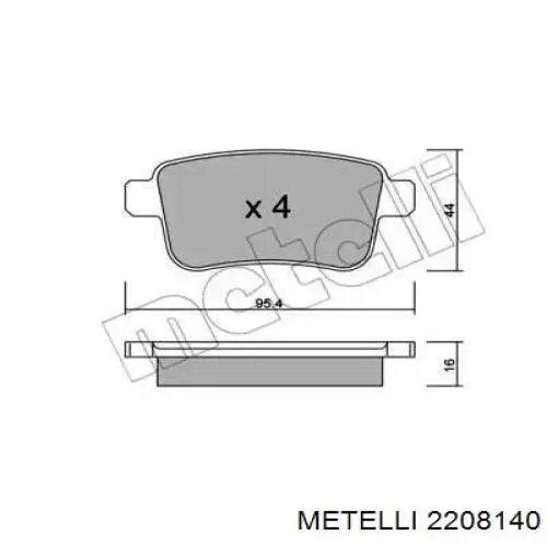 Колодки гальмові задні, дискові 2208140 Metelli