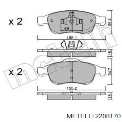 Гальмівні колодки Metelli 2208170 ціна, від 27.21 USD