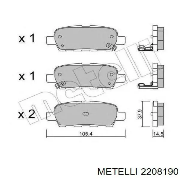 Передні тормозні колодки 2208190 Metelli