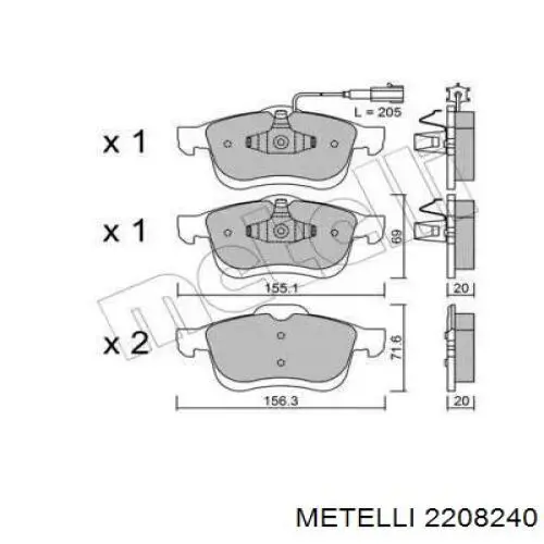 Гальмівні колодки Metelli 2208240 ціна, від 31.51 USD