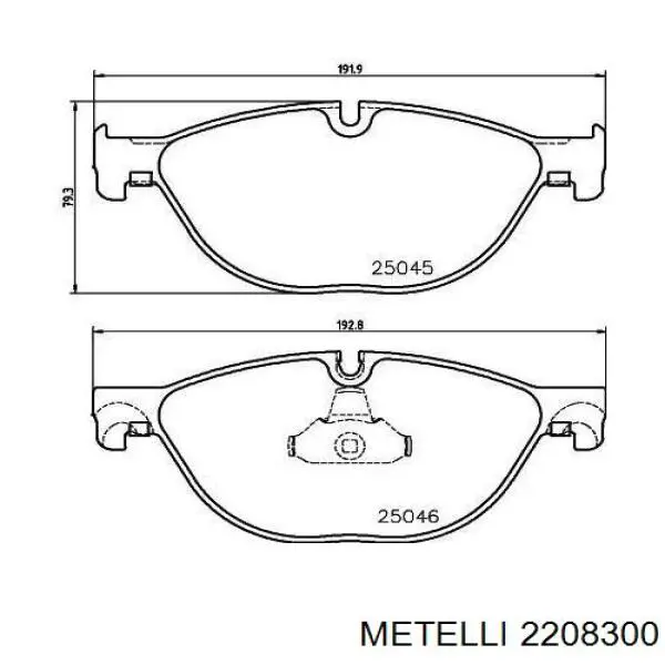 Купити 2208300 Metelli Колодки гальмівні передні, дискові