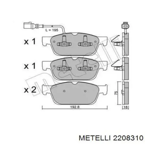 Гальмівні колодки Metelli 2208310 ціна, від 47.87 USD