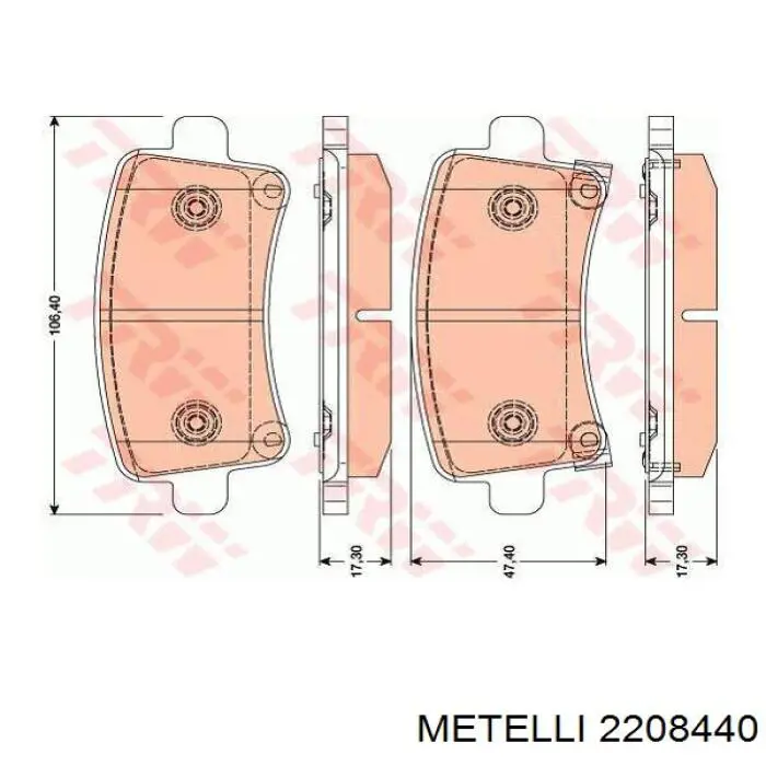 Задні гальмівні колодки 2208440 Metelli