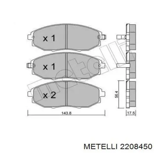Гальмівні колодки Metelli 2208450 ціна, від 19.40 USD