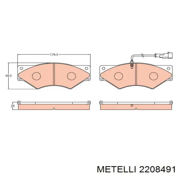 2208491 Metelli Передні гальмівні колодки