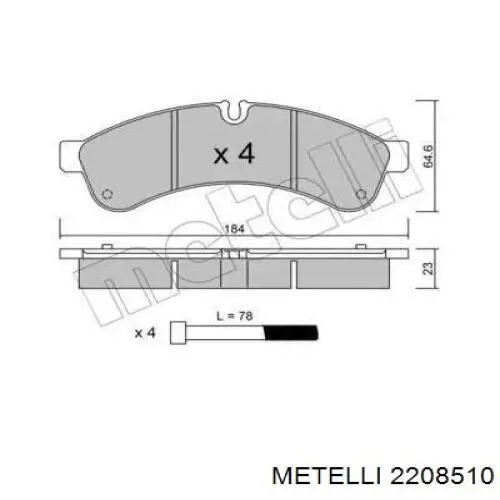 Задні гальмівні колодки Metelli 2208510 ціна, від 36.96 USD