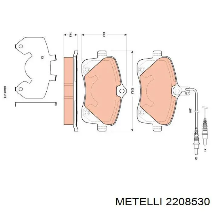 2208530 Metelli Передні гальмівні колодки