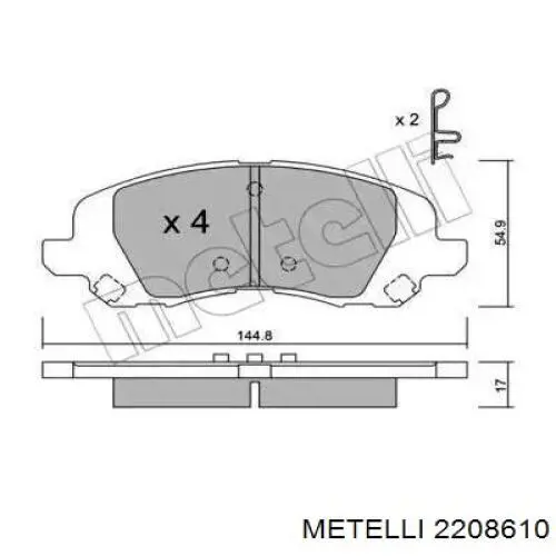 Гальмівні колодки Metelli 2208610 ціна, від 26.94 USD