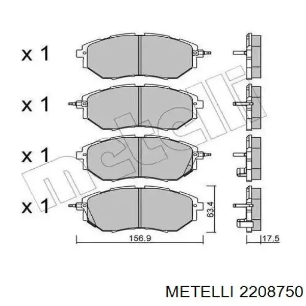 Задні дискові колодки Metelli 2208750