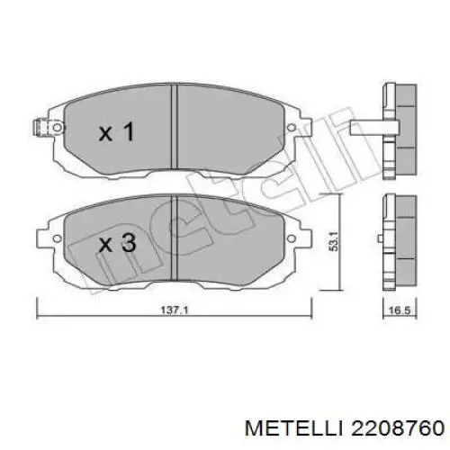 Гальмівні колодки Metelli 2208760 ціна, від 22.20 USD