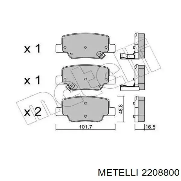 2208800 Metelli Колодки гальмівні задні, дискові
