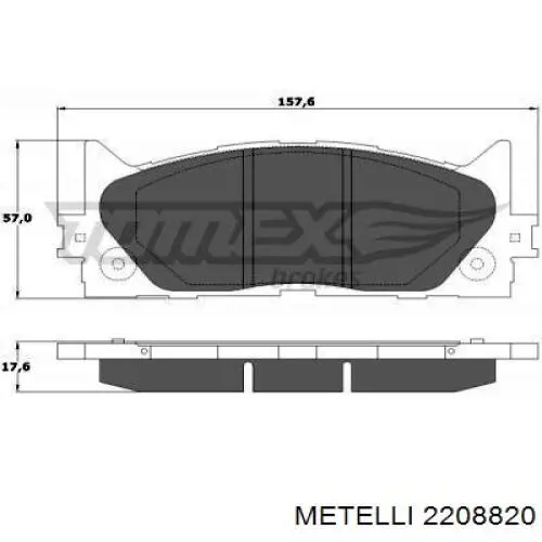 Передні тормозні колодки 2208820 Metelli