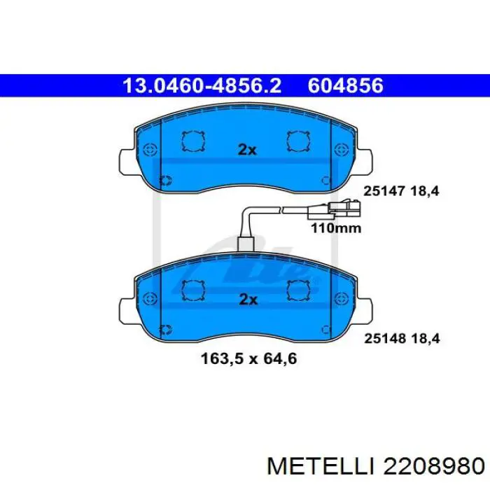 Гальмівні колодки Metelli 2208980 ціна, від 31.74 USD