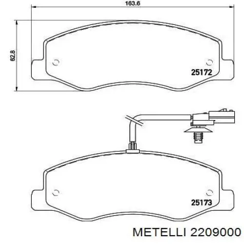 2209000 Metelli Колодки гальмівні задні, дискові