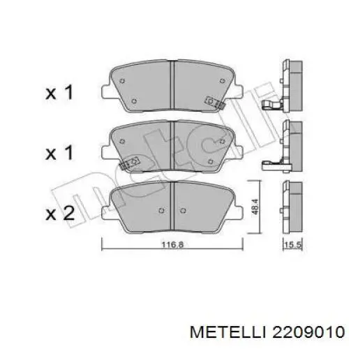 Купити 2209010 Metelli Задні колодки