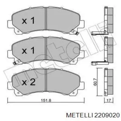 Гальмівні колодки Metelli 2209020 ціна, від 28.70 USD