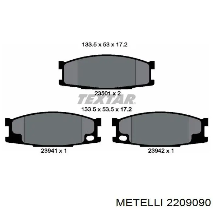 Колодки гальмівні передні, дискові 2209090 Metelli