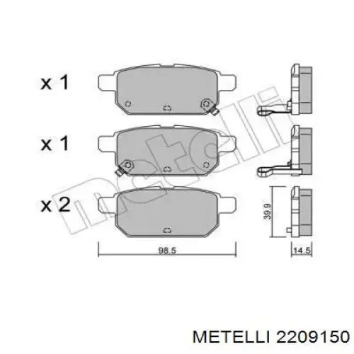 Задні гальмівні колодки Metelli 2209150 ціна, від 18.44 USD