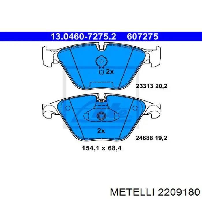 Колодки гальмівні передні, дискові 2209180 Metelli