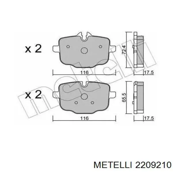 Задні дискові колодки Metelli 2209210