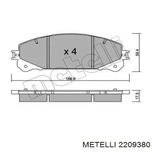 Колодки гальмівні передні, дискові 2209380 Metelli