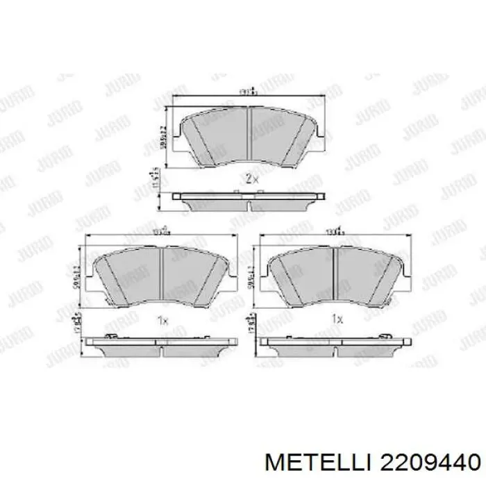 Передні тормозні колодки 2209440 Metelli