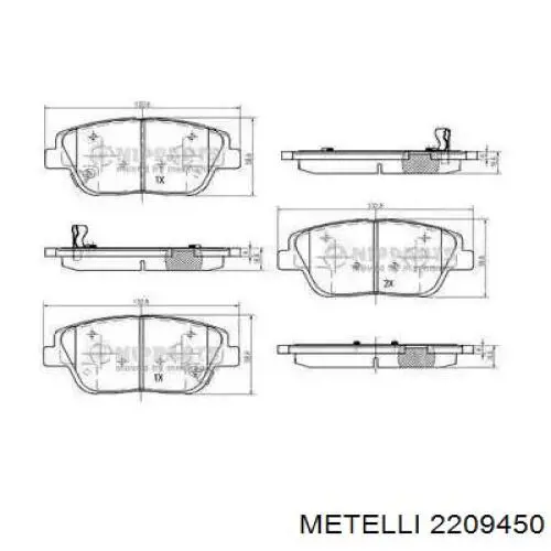 Передні тормозні колодки 2209450 Metelli