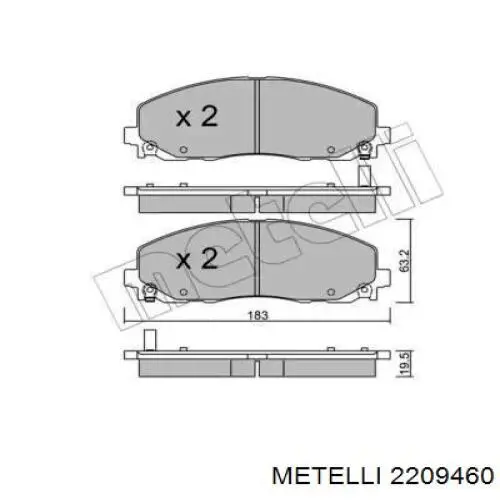 Купити 2209460 Metelli Колодки гальмівні передні, дискові