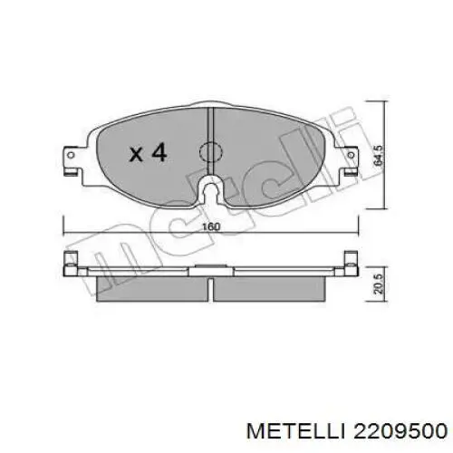 Колодки гальмівні передні, дискові 2209500 Metelli