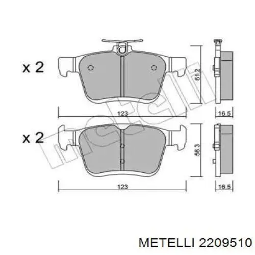 Купити 2209510 Metelli Задні колодки