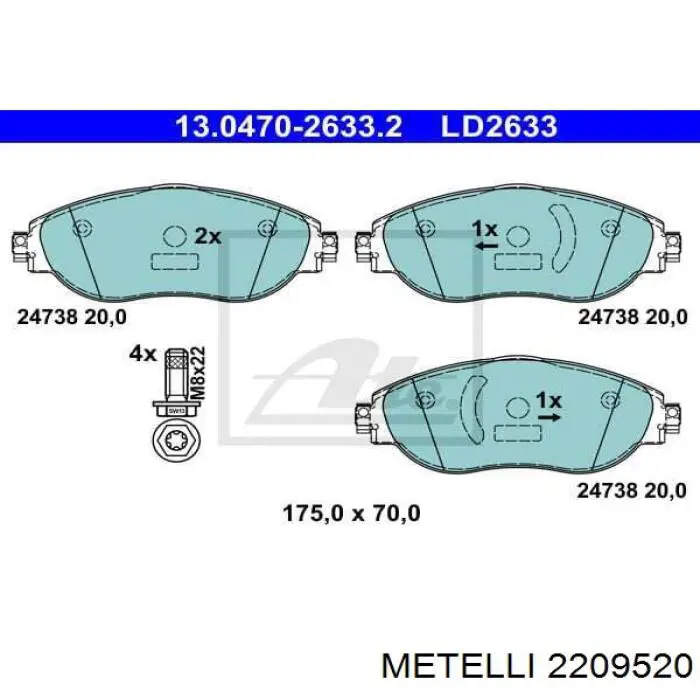 Тормозні колодки Metelli 2209520