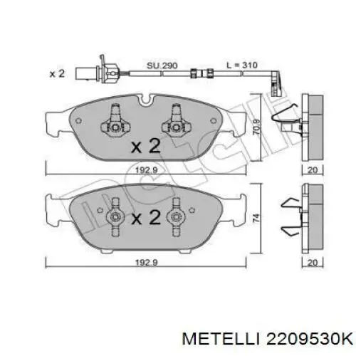 Колодки гальмівні передні, дискові 2209530K Metelli