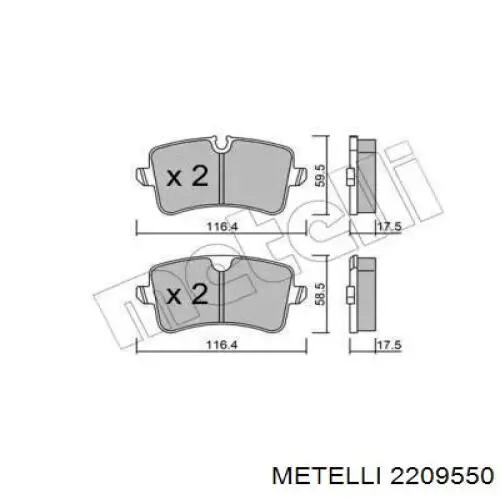 2209550 Metelli Колодки гальмівні задні, дискові