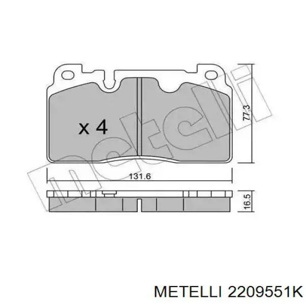 Задні дискові колодки Metelli 2209551K