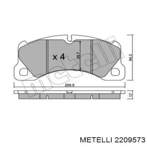 Колодки гальмівні передні, дискові 2209573 Metelli