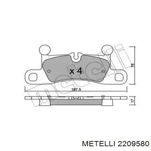 Колодки гальмові задні, дискові 2209580 Metelli