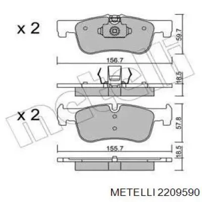 Колодки гальмівні передні, дискові 2209590 Metelli