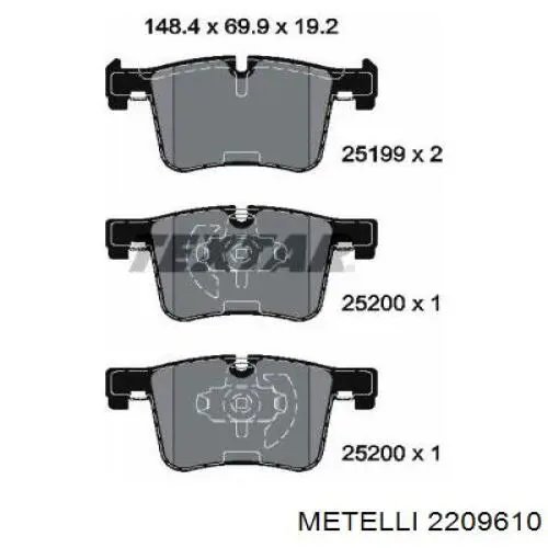 Колодки гальмівні передні, дискові 2209610 Metelli