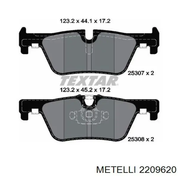 Задні дискові колодки Metelli 2209620