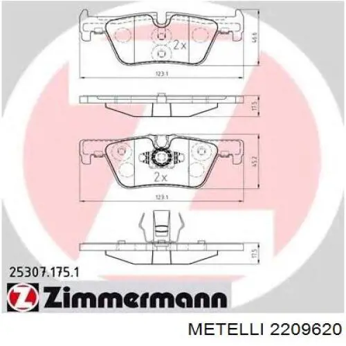Купити 2209620 Metelli Задні колодки