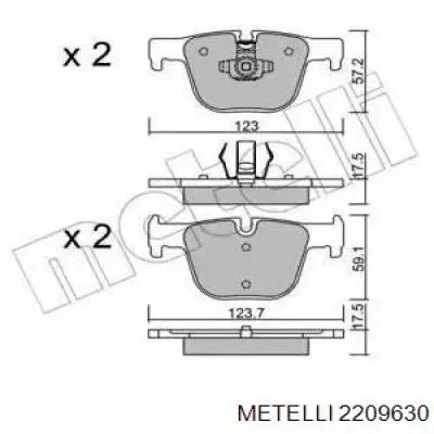 2209630 Metelli Колодки гальмівні задні, дискові