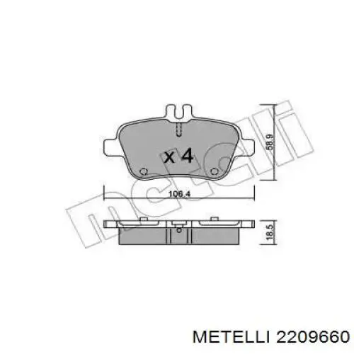 2209660 Metelli Колодки гальмівні задні, дискові