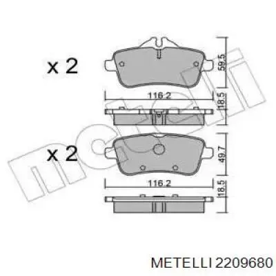 Колодки гальмові задні, дискові 2209680 Metelli