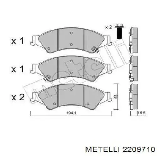 2209710 Metelli Передні гальмівні колодки