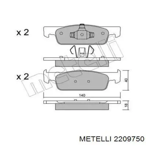 2209750 Metelli Передні гальмівні колодки