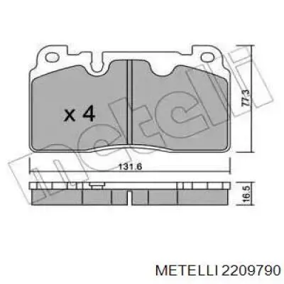 2209790 Metelli Передні гальмівні колодки