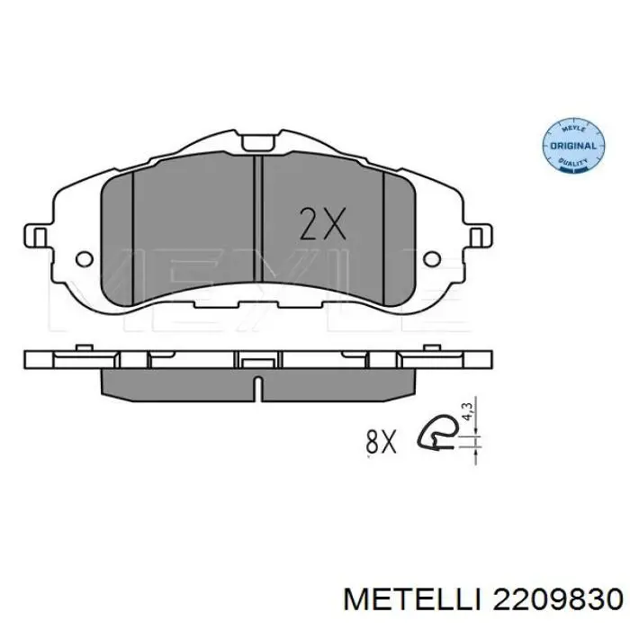 Передні тормозні колодки 2209830 Metelli