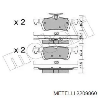 Колодки гальмові задні, дискові 2209860 Metelli