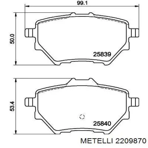 Задні гальмівні колодки Metelli 2209870 ціна, від 22.38 USD